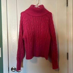 Bubblegum pink poof sleeve turtle neck